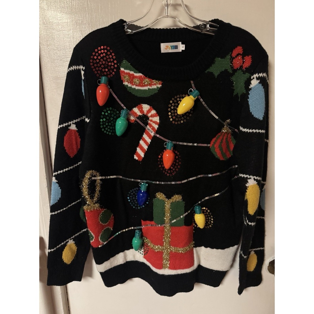 Joyin Women's Size Small Holiday Sweater With Embellishing And‎ Battery Lights